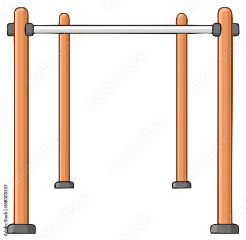 Outdoor gym calisthenics exercise equipment with pull-up and parallel bars simple vector illustration