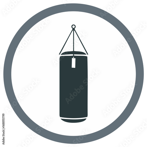 Punching bag symbol within a circular frame