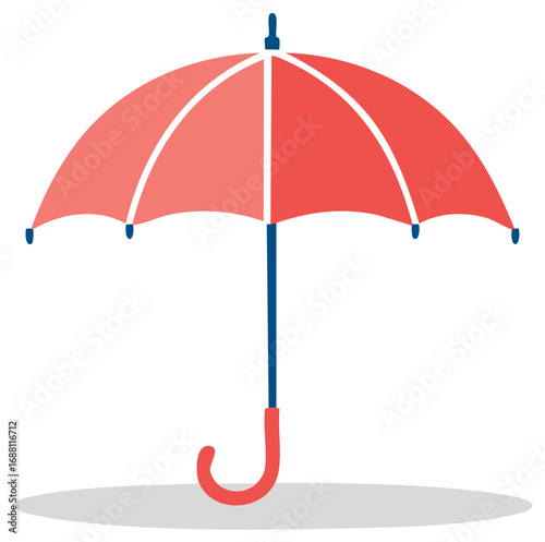 Red and blue umbrella illustration flat design icon for weather protection