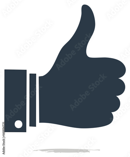 Stylized vector icon of a thumbs up hand gesture showing approval like and positive feedback
