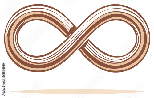 Abstract infinity symbol in shades of brown against a white background