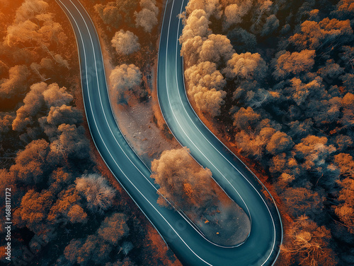 Top view long road.