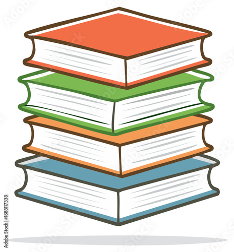 Stacked colorful books illustration learning knowledge education literature