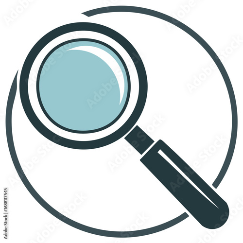 Magnifying glass design, research symbol within a circle, finding information, detective, search icon