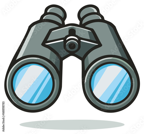 Vivid Cartoon Binoculars Illustration for Exploration, Adventure, and Discovery Concepts