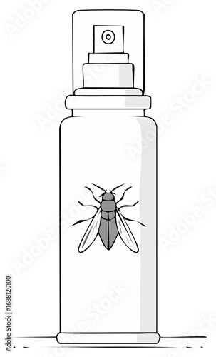 Pest Control Spray Bottle with Fly Illustration Design Bug Insecticide