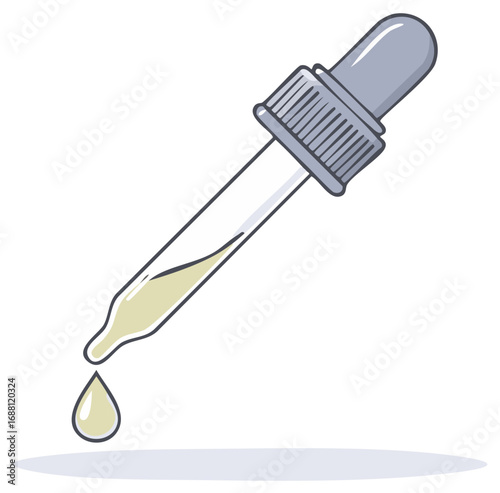 Dropper illustration with falling droplet vector medical liquid