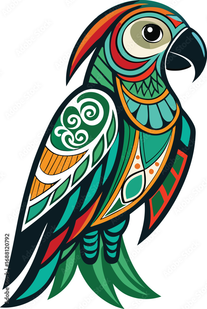 Obraz premium Parrot In Tribal Style Design