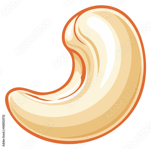 Stylized Cashew Nut Illustration Isolated Healthy Snack Food Element