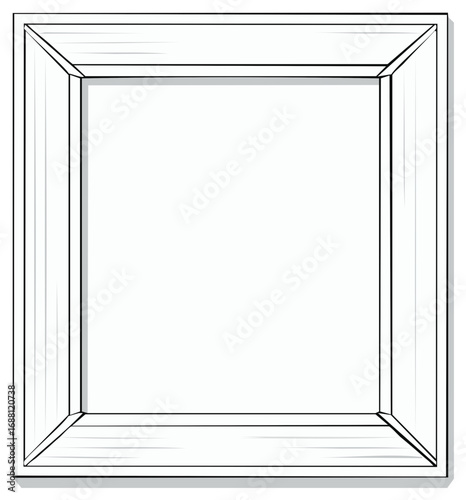 Sketch of an empty square picture frame. Hand-drawn vector illustration border.