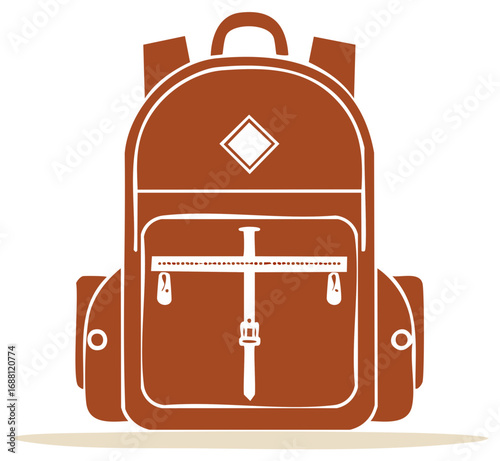 Vintage Style Backpack Illustration Featuring Classic Design Elements and Durable Construction