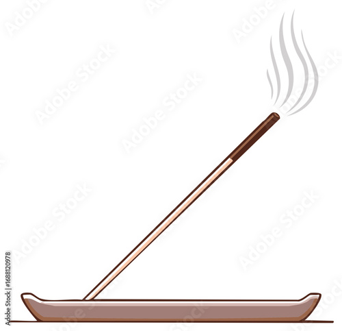 Aromatic Incense Stick Burning with Smoke in Holder for Relaxation and Meditation Practices