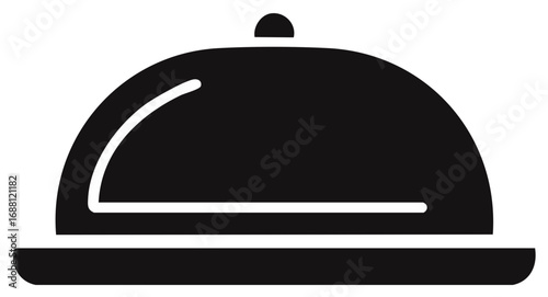 Restaurant cloche serving platter icon Food service symbol for fine dining menu or logo