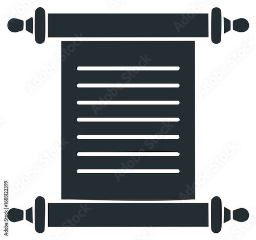 Ancient Scroll with Lines of Text on Cylindrical Rods