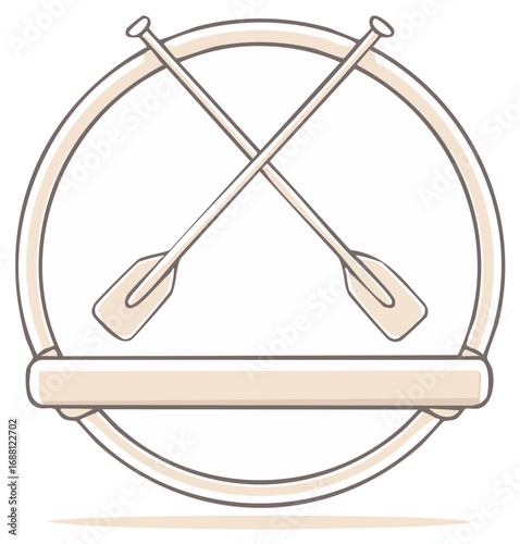 Crossover oars within a circular emblem design for nautical logo template