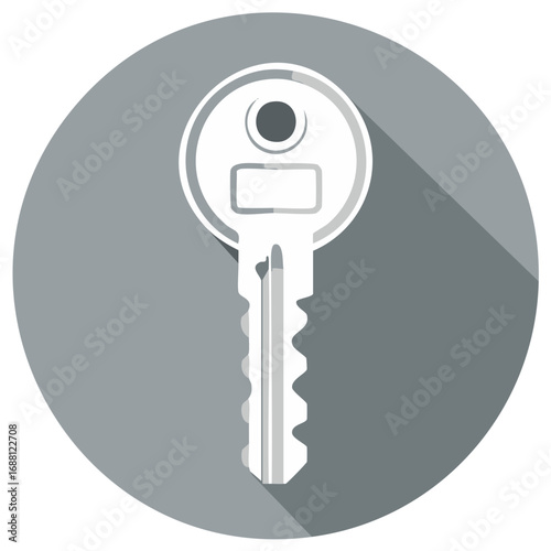 Modern Key Illustration with Shadow Security Unlock Door Lock Privacy Access