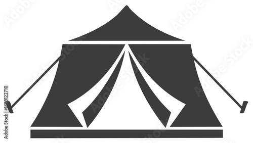 Vector Illustration of an Open Tent Silhouette for Camping, Festivals, and Outdoor Events