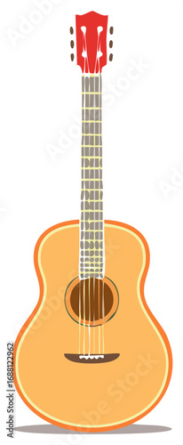 Cartoon illustration of a wooden acoustic guitar musical instrument