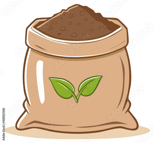 Sack of organic soil or compost for gardening vector illustration