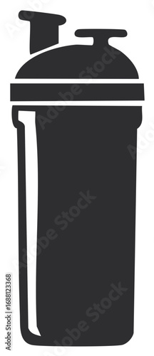 Simple modern illustration of a shaker bottle with a lid for protein shakes or supplements