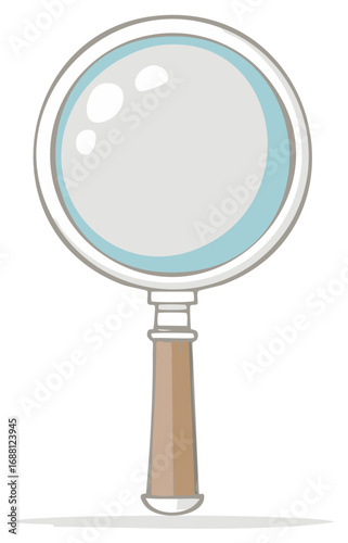 Magnifying Glass Illustration with Wooden Handle for Research, Exploration, and Detailed Inspection