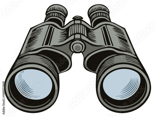 Vintage binoculars vector illustration for observation, exploration, and adventure.