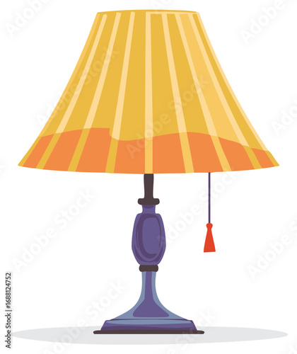 Elegant Table Lamp with Striped Shade and Pull Chain Light Fixture for Home Decor