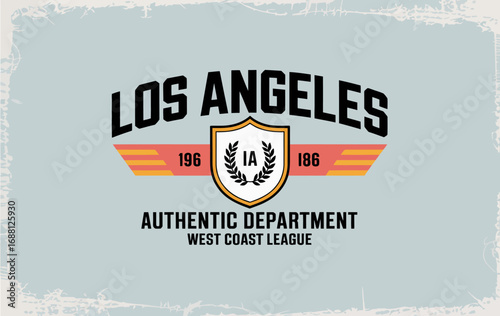 This distinctive shield logo combines retro aesthetics with modern design elements, representing Los Angeles and its vibrant culture in a unique visual manner.
