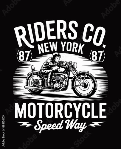 A dynamic scene of a motorcyclist in motion, showcasing vintage flair while merging traditional elements with modern design, perfect for capturing the spirit of freedom.