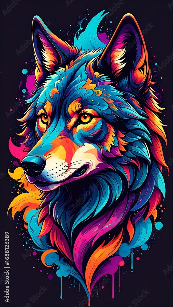 Fototapeta Vibrant wolf portrait