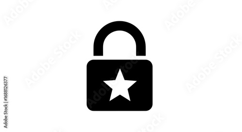 A simple black padlock icon featuring a white five-pointed star symbol in the center.