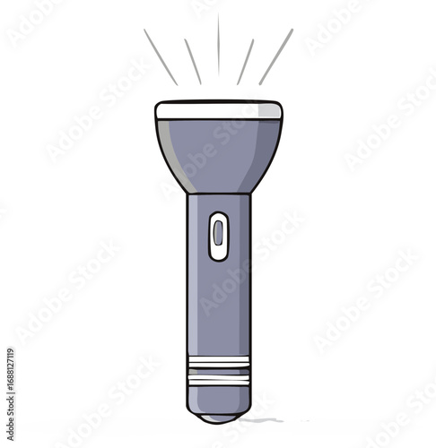 Handheld Gray Flashlight Illuminating Light Beams for Dark Environment