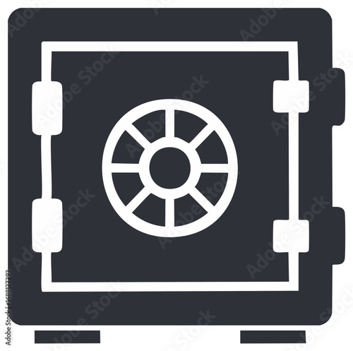 Flat Icon Illustration of a Bank Vault, Safe, or Strongbox