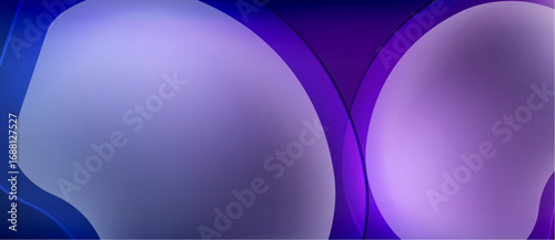 Abstract fluid shapes, purple hues dominate. Smooth gradients create depth, modern design element. Minimalist composition, calming visual experience.