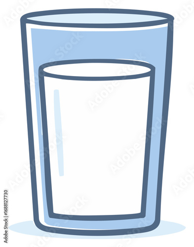 Cartoon illustration of a glass filled with liquid, isolated on a white background