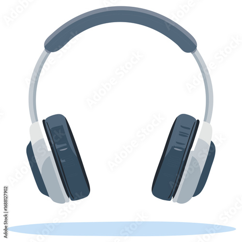Stylish gray and white headphones, wireless audio, comfortable headsets for listening music, podcast, and sound technology