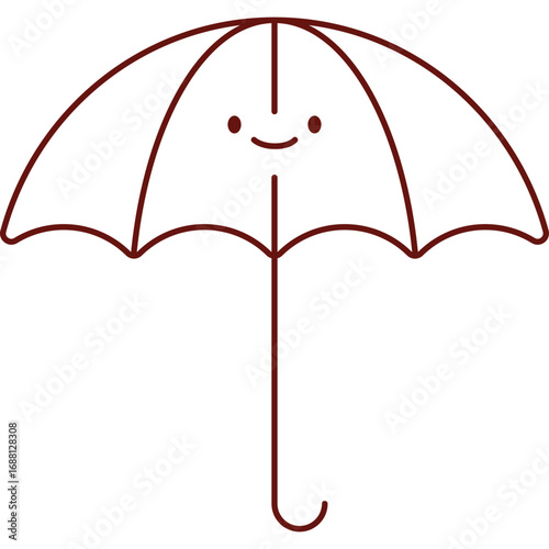Summer Shore With Cartoon Umbrella