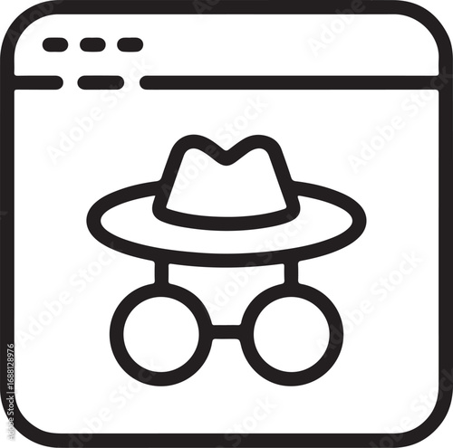 Browser window with incognito mode icon representing privacy and anonymity