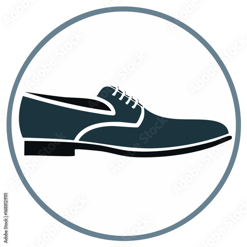 Illustration of a Men's Dress Shoe inside a Circle