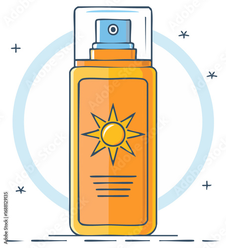 Sunscreen lotion vector illustration for summer skin protection in a bottle