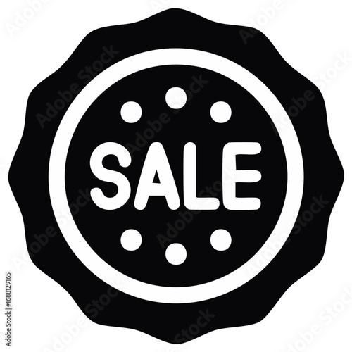 Decorative Sale Badge with Dots and Scalloped Edge for Promotions