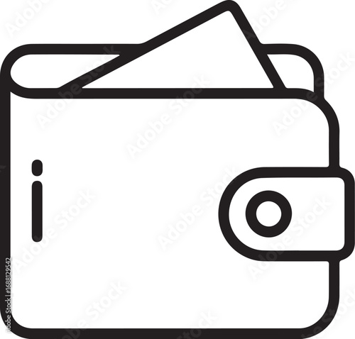 Simple line art icon of a wallet with cash peeking out