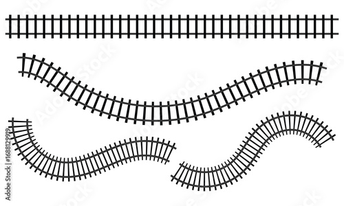 Railway train track vector route. rail pattern curve railroad path icon. vector illustration. eps 10 .