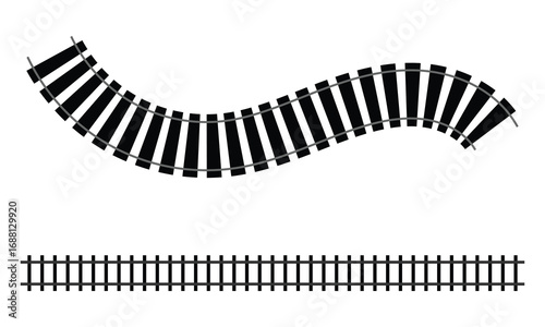 Railway train track vector route. rail pattern curve railroad path icon. vector illustration. eps 10 .