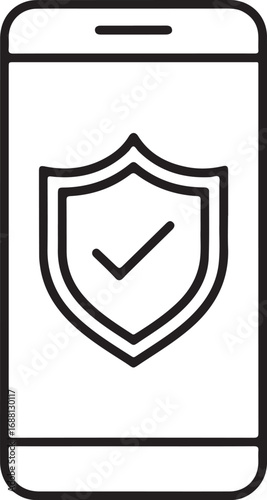 Smartphone with shield and checkmark icon representing security and protection