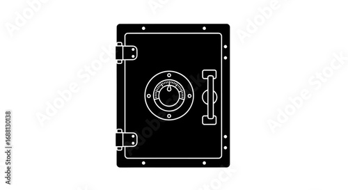 Black Vault Door with Handle and Circular Lock.