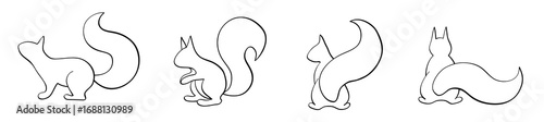 Squirrels Outline icons set. PNG
