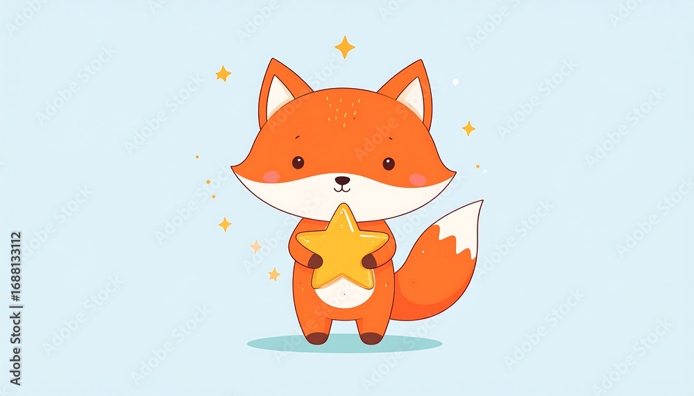 Obraz premium Cute fox holding a star