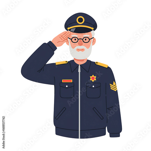 Senior Police Officer Saluting Respect Duty and Service