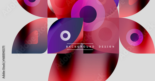 Abstract colorful shapes overlap, creating dynamic modern background. Pink, purple, blue hues dominate composition. Text reads background design.